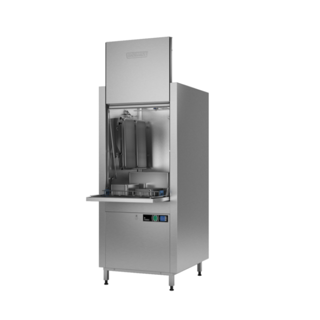 Premium gereedschappen wasmachine. Het enige model met wasarmen aan de zijkanten in de machine. Dit zorgt voor een verdriedubbeling van de capaciteit bij het reinigen van kratten of GN bakken.